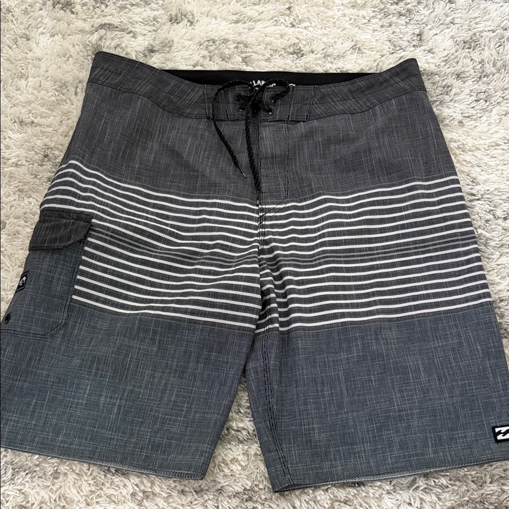 Billabong Charcoal and White Striped Board Shorts